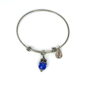 Bella Ryan Silver Expandable Bangle With Blue Jade Gemstone Charm